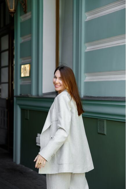 Жакет серый изо льна-MS5115 от  