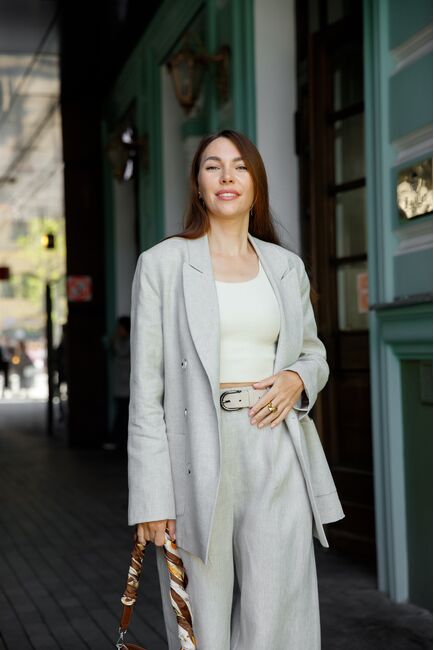 Жакет серый изо льна-MS5115 от  