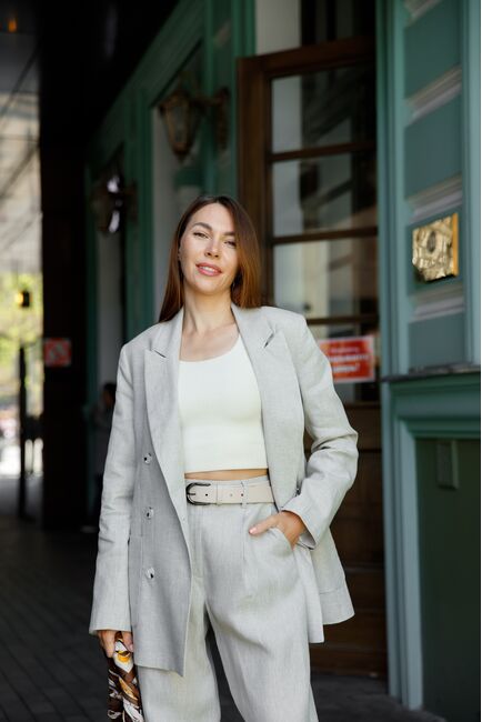 Жакет серый изо льна-MS5115 от  