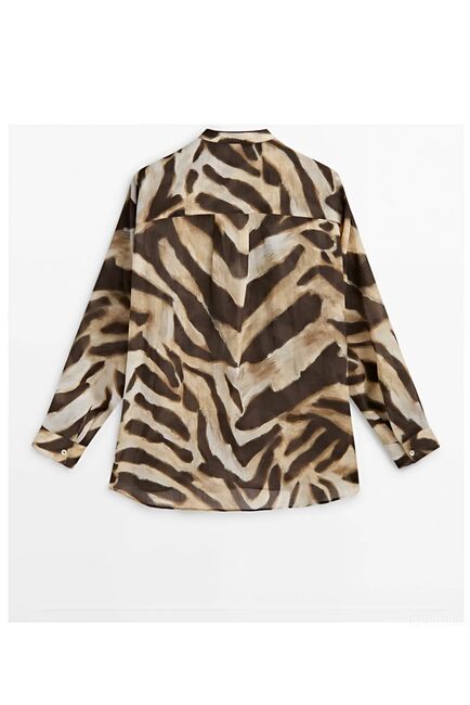 Женская рубашка изо льна коричневая-5223 от  