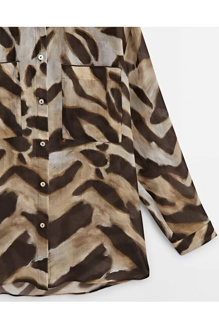 Женская рубашка изо льна коричневая-5223 от  