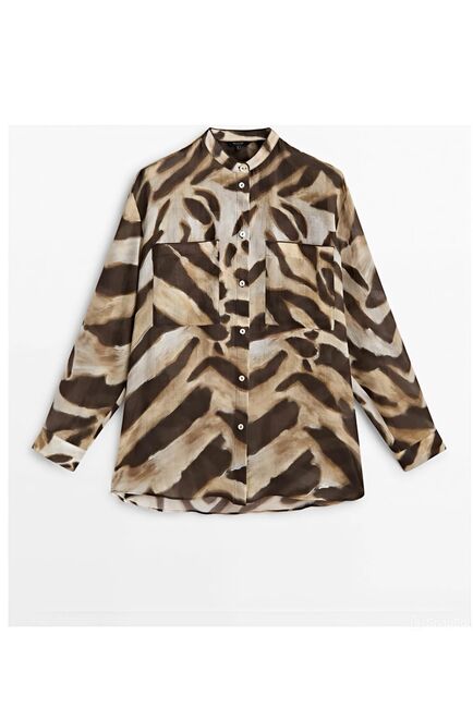 Женская рубашка изо льна коричневая-5223 от  