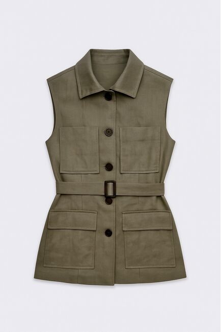 Жилет женский изо льна темно-зеленый -LW-155006 от LW 