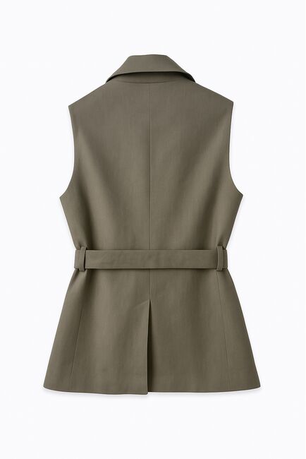 Жилет женский изо льна темно-зеленый -LW-155006 от LW 