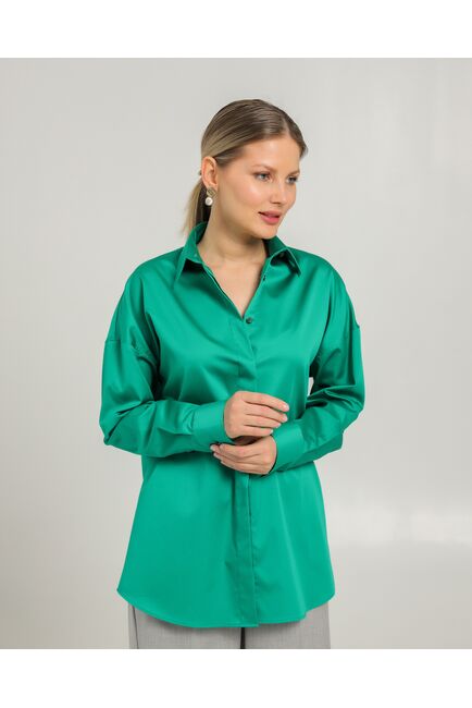 Женская рубашка из хлопка   с универсальным манжетом 8746 от byME 