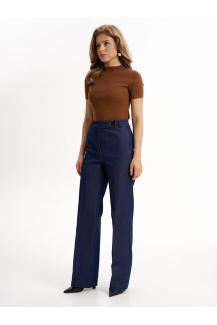 Женские брюки синие из ткани деним TR1-1003 от byME 