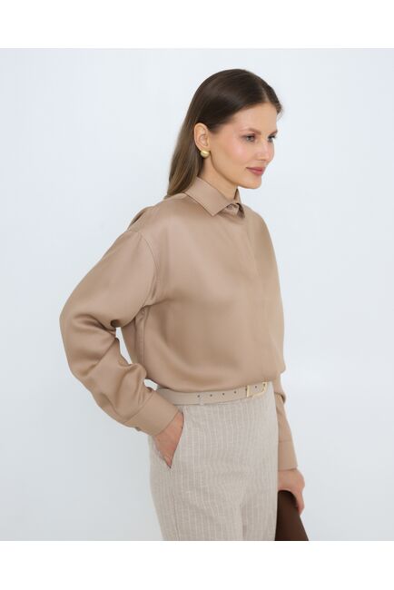 Женская рубашка бежевая из лиоцела 8975 от byME 