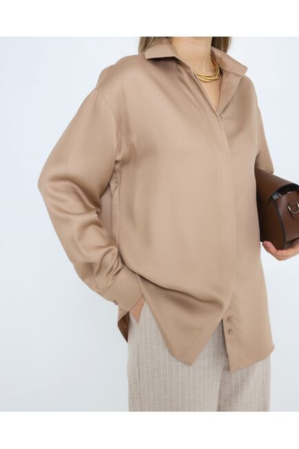 Женская рубашка бежевая из лиоцела 8975 от byME 