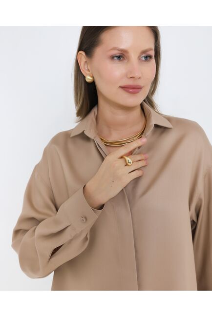 Женская рубашка бежевая из лиоцела 8975 от byME 