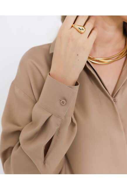 Женская рубашка бежевая из лиоцела 8975 от byME 