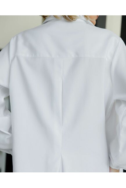 Женская рубашка на запа́х с поясом белая - 8525 от byME 