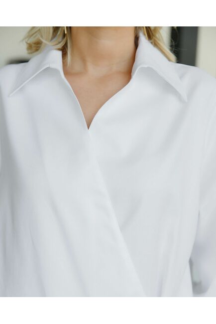 Женская рубашка на запа́х с поясом белая - 8525 от byME 