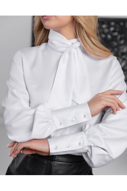 Женская блузка с бантом белая - 8171 от byME 