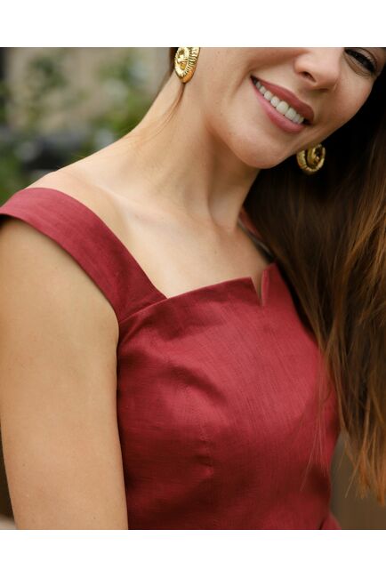 Платье женское изо льна терракотовое-LW-025094 от LW 