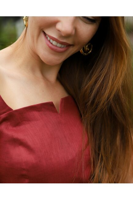 Платье женское изо льна терракотовое-LW-025094 от LW 