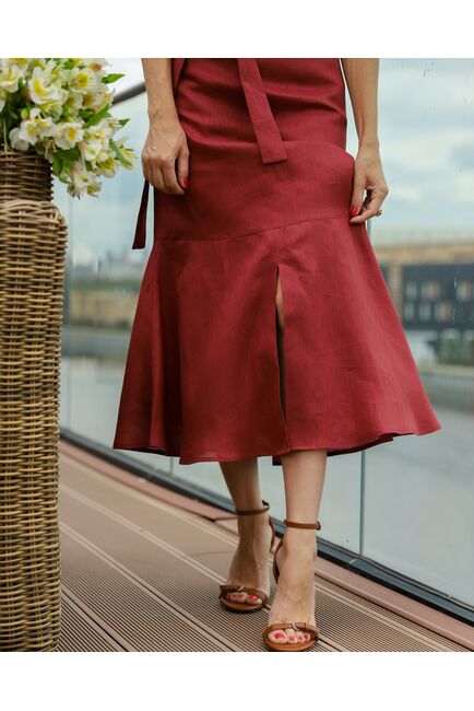 Платье женское изо льна терракотовое-LW-025094 от LW 