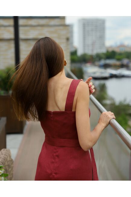 Платье женское изо льна терракотовое-LW-025094 от LW 