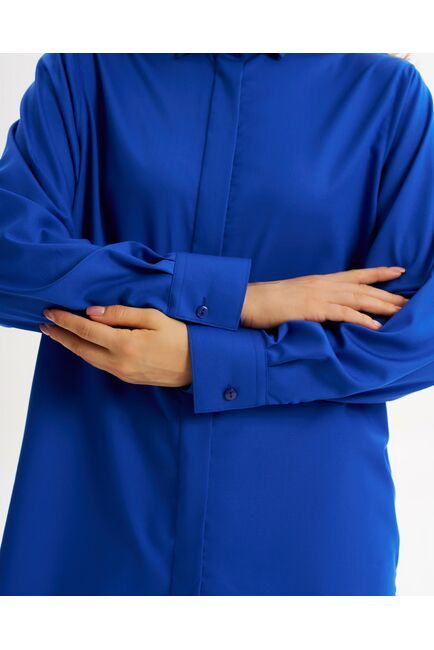 Рубашка с универсальным манжетом из бамбука синего цвета  -9023 от byME 