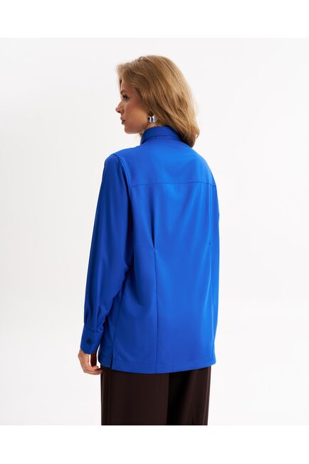 Рубашка с универсальным манжетом из бамбука синего цвета  -9023 от byME 