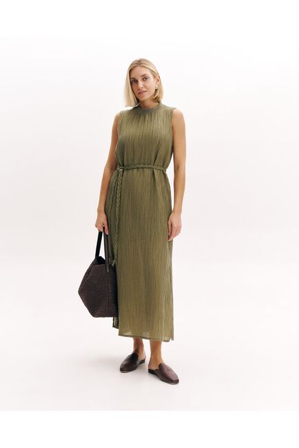 Женское платье из тенсела цвет хаки-32240 от  