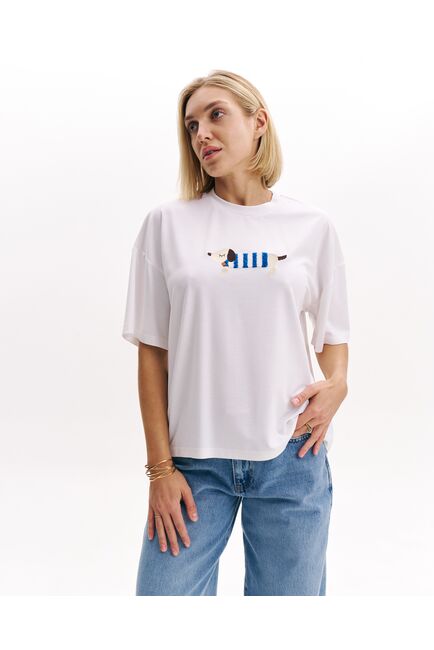 Женская футболка экрю из вискозы-32255 от  