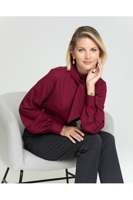 Женская блузка вишневая с бантом - 8377 от byME 