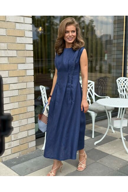 Платье темно-синее изо льна от LW 