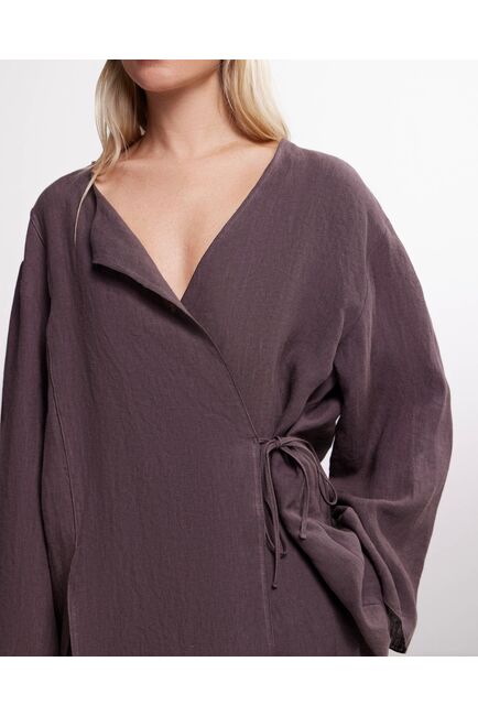 Рубашка  коричневая из льна-125028 от LW 