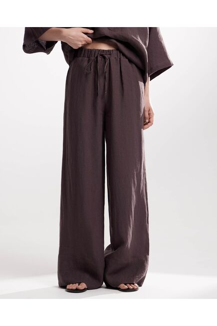 Женские брюки из льна коричневые-135041 от LW 