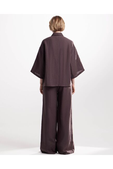 Женские брюки из льна коричневые-135041 от LW 