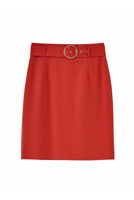 Зауженная юбка из тенсела красная от byME 
