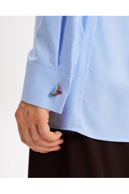 Женская рубашка из хлопка голубая-9018 от byME 