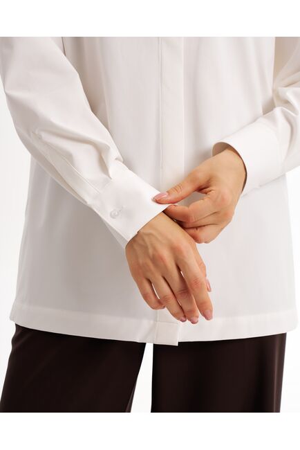 Рубашка  молочная из смесового состава с пуговицами по бокам  -9027 от byME 