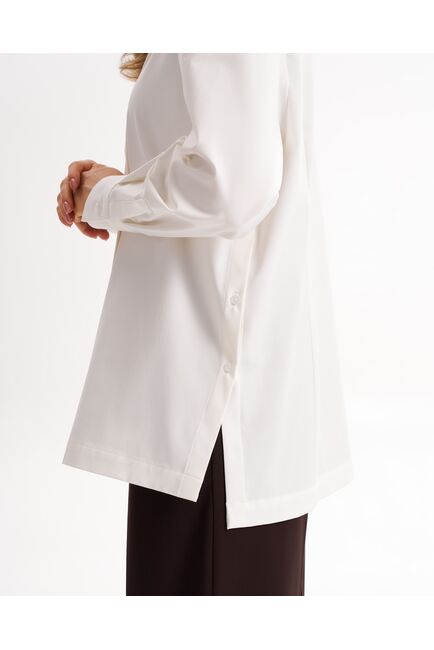 Рубашка  молочная из смесового состава с пуговицами по бокам  -9027 от byME 