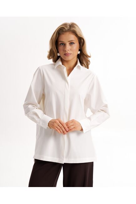 Рубашка  молочная из смесового состава с пуговицами по бокам  -9027 от byME 