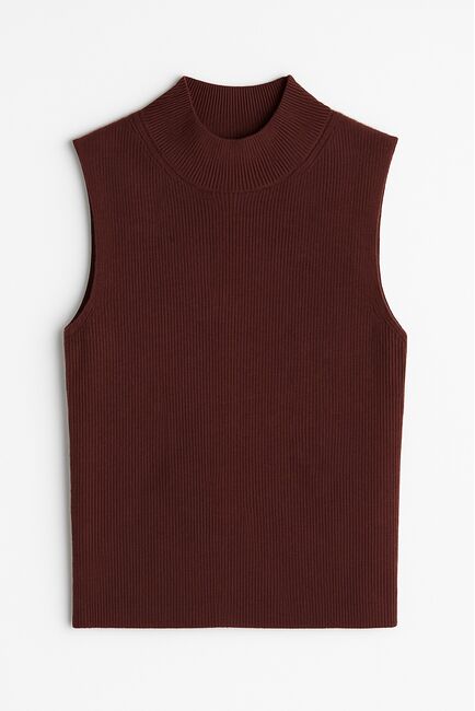 Топ из шерсти мериноса тонкой вязки и шелка Mulberry коричневый-02B2430-brown от ByME 