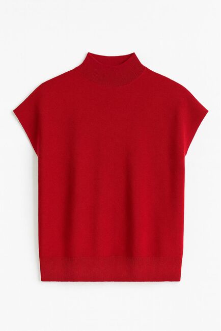 Топ из шерсти мериноса тонкой вязки и шелка Mulberry красный от byME 