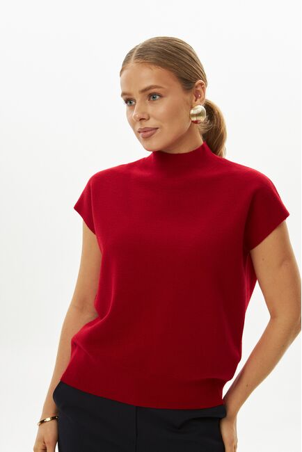 Топ из шерсти мериноса тонкой вязки и шелка Mulberry красный от byME 