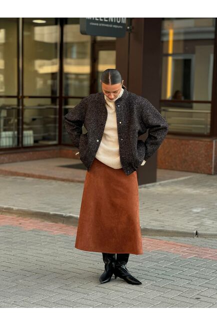 Бомбер из шерсти и мохера цвет шоколадный A102 Savona от Doroteya 