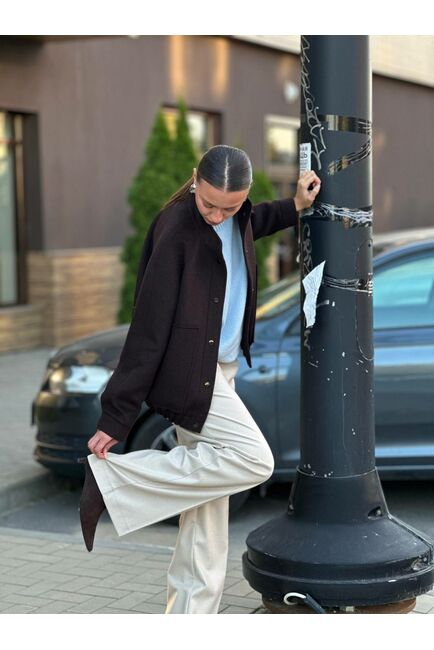 Бомбер из шерсти цвет шоколадный от Doroteya 