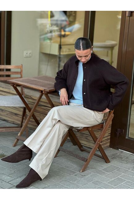 Бомбер из шерсти цвет шоколадный от Doroteya 