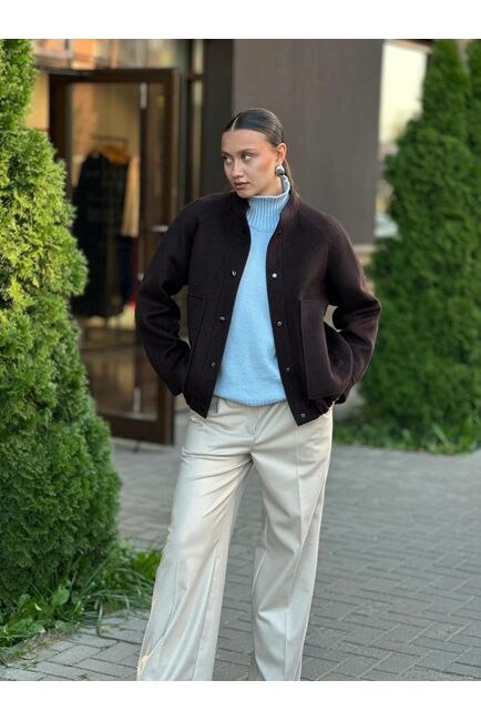 Бомбер из шерсти цвет шоколадный от Doroteya 