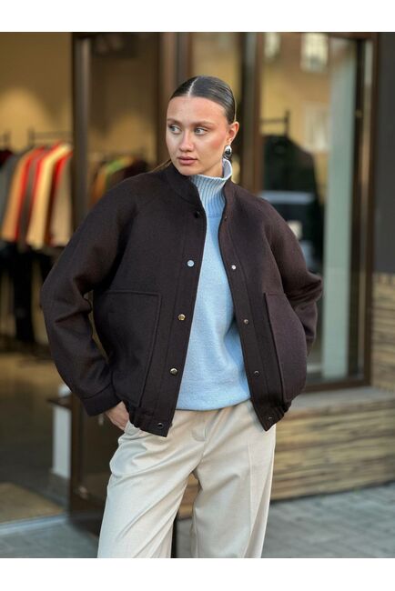 Бомбер из шерсти цвет шоколадный от Doroteya 