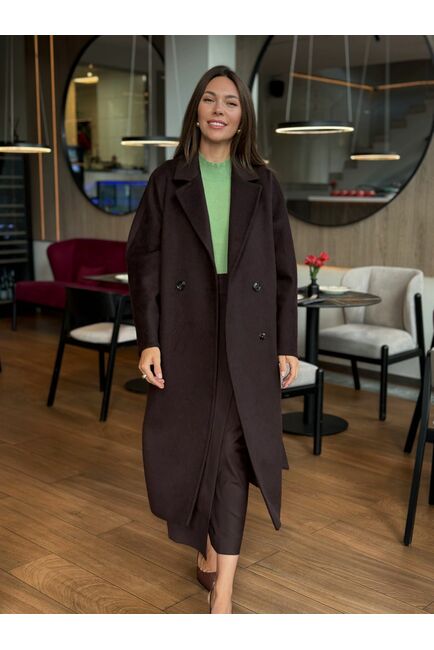 Пальто из шерсти мериноса цвет шоколад-S1919 от Doroteya 