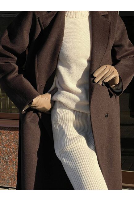 Пальто из шерсти мериноса цвет шоколад-S1919 от Doroteya 