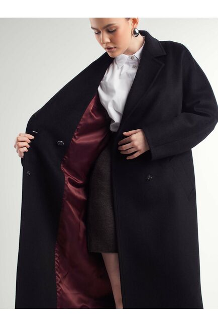 Пальто из шерсти мериноса цвет черный -S1919 от Doroteya 