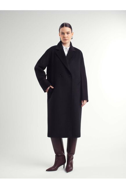 Пальто из шерсти мериноса цвет черный -S1919 от Doroteya 