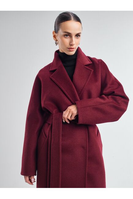 Пальто из шерсти мериноса цвет бордовый-S1919 от Doroteya 