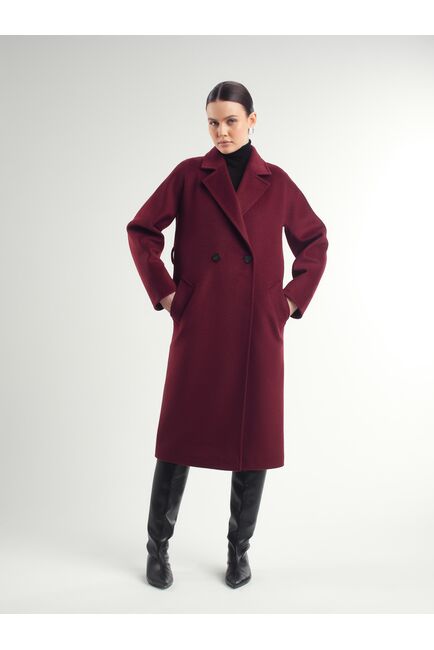 Пальто из шерсти мериноса цвет бордовый-S1919 от Doroteya 
