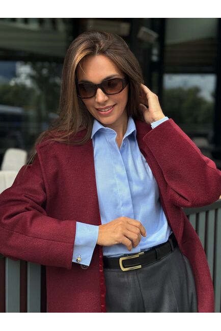 Пальто из шерсти мериноса цвет бордовый-S1919 от Doroteya 